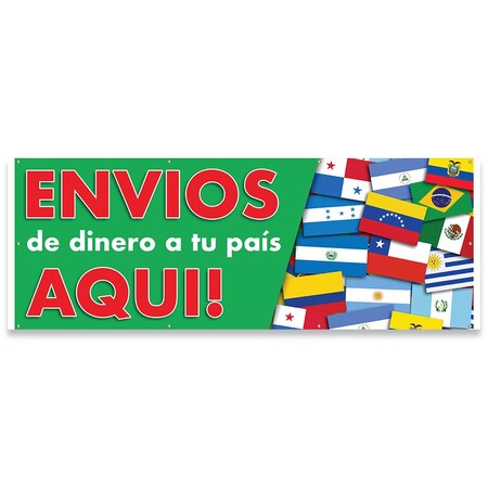 Signmission Enva Dinero a Tu Pas Aqu Banner Concession Stand Food Truck Single Sided B-96-30053